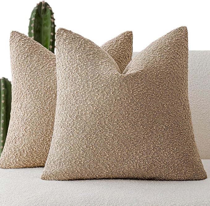 Foindtower Set of 2, Decorative Textured Boucle Throw Pillow Covers Accent by Foindtower
