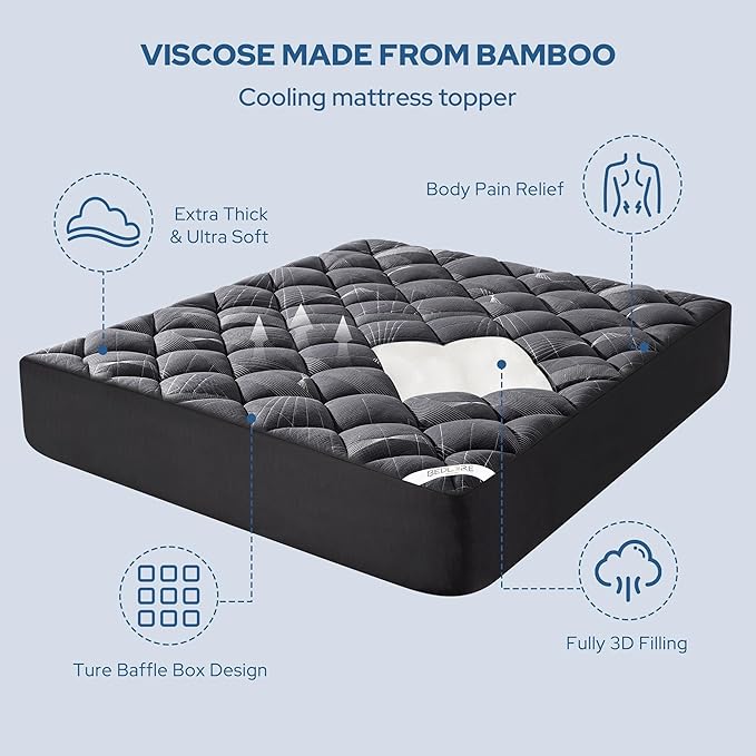 BEDLORE King Mattress Topper, Viscose Made from Bamboo Soft Pillow Top Mattress - Image 5
