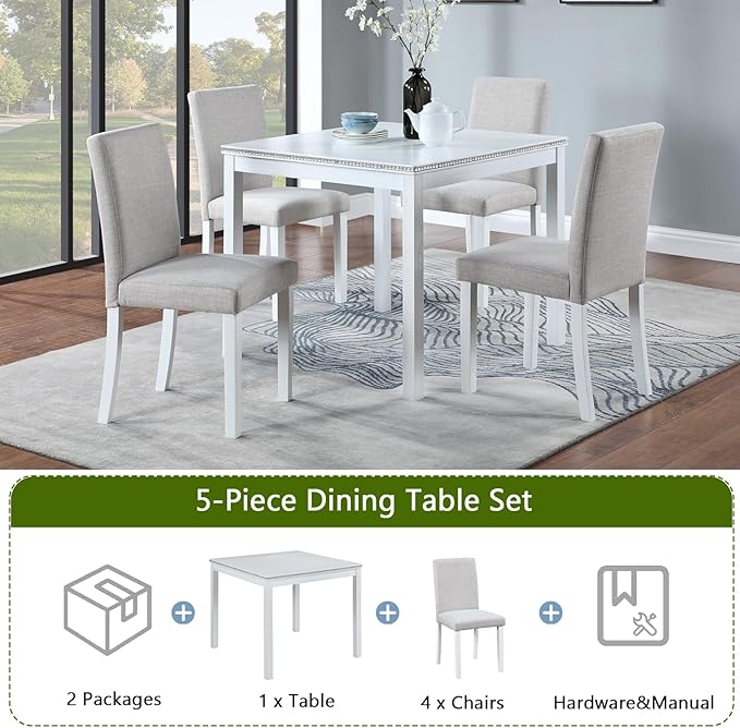 Ball & Cast 5 Piece Dining Table Set, Kitchen Table Set - Image 4