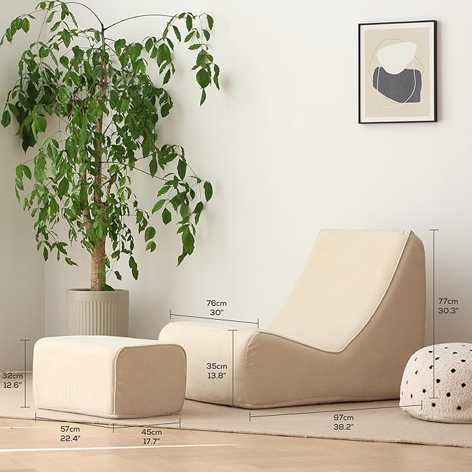 N&V Bean Bag Chair Single Seated Foam Sofa Armless Floor Sofa - Image 2