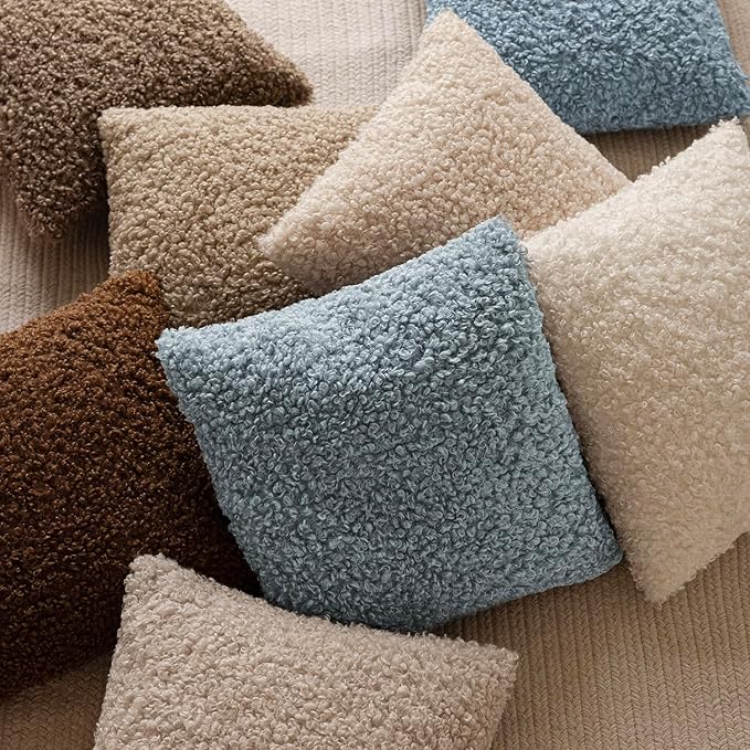 Foindtower Set of 2 Curly Teddy Wool Pillow Covers Decorative Boucle Textured - Image 7