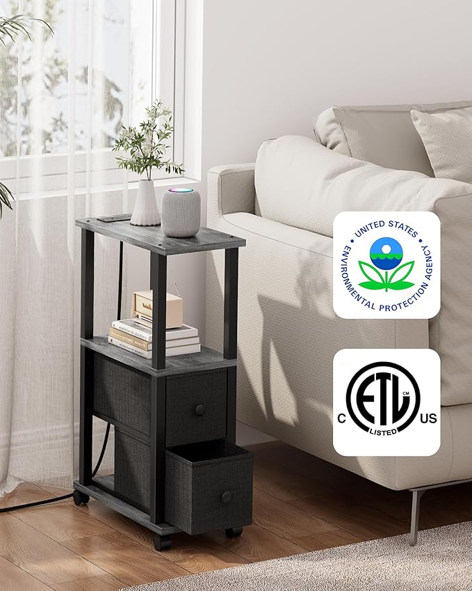 TUTOTAK Small Narrow End Tables, LED Side Tables - Image 7