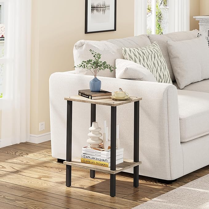 TUTOTAK End Table, Side Table, Nightstand, 2-Tier Storage Shelf, Sofa Table - Image 2