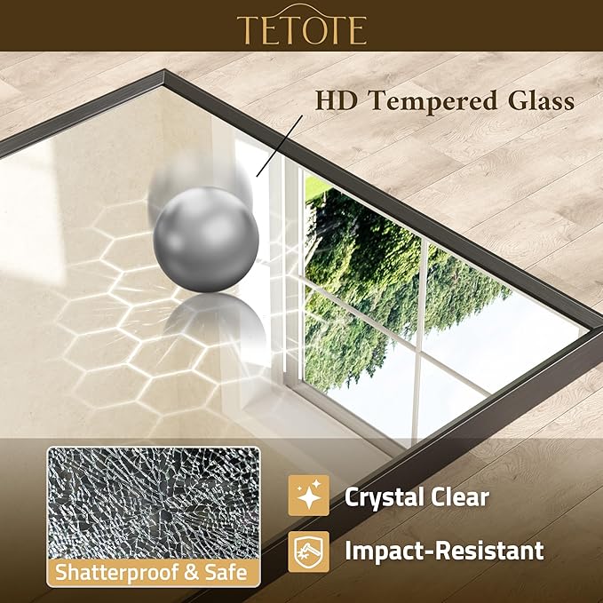TETOTE Black Bathroom Mirror for Over Sink 55" x 30" Large Matte Black Beveled - Image 4