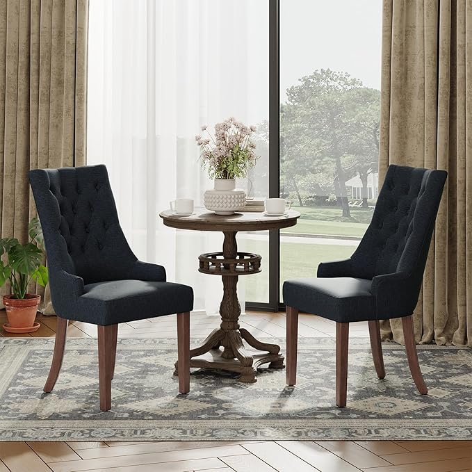 COLAMY Fabric Side Dining Chairs Set of 6, Wingback Upholstered Dining Room - Image 7