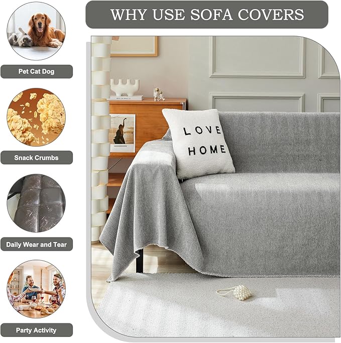 STACYPIK Soft Dark Gray Couch Cover - Image 7