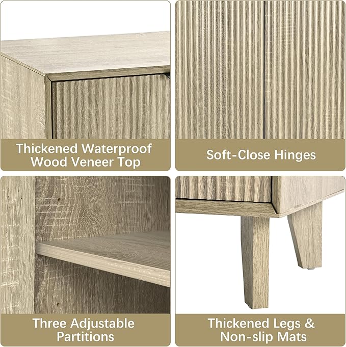 Fluted Cabinet with Storage, Small Buffet Storage with Doors, Buffet Sideborad - Image 5
