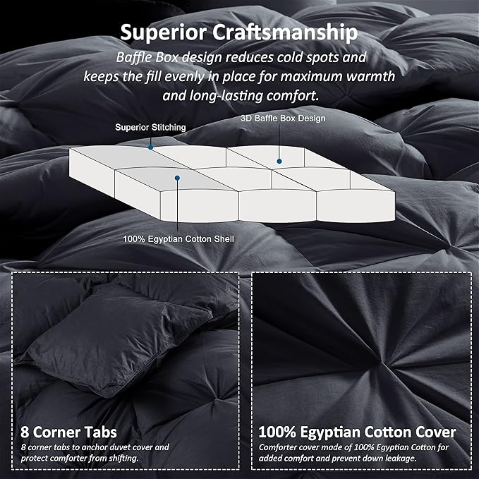 Luxurious Goose Down Feather Fiber Comforter Duvet Insert, Exquisite Pinch - Image 6