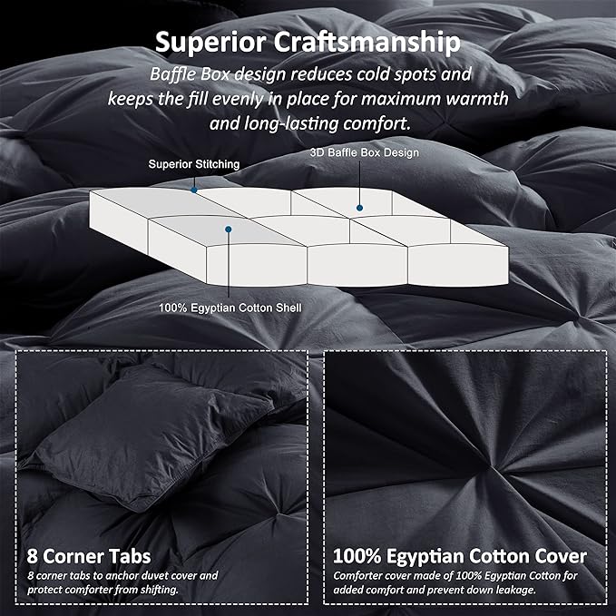Luxurious All-Season Goose Down Feather Fiber Comforter Twin Size Duvet Insert - Image 6