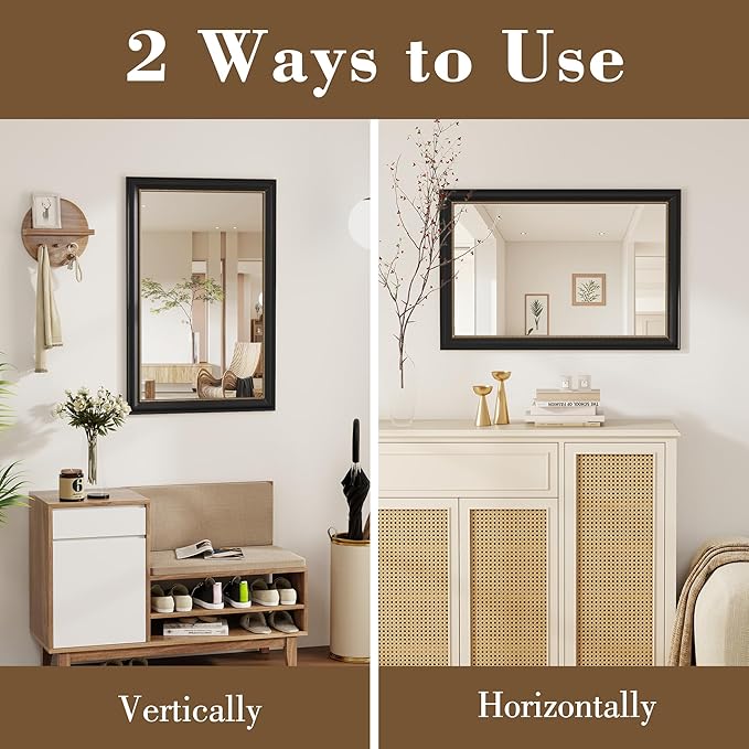 Axeman 30x40 Rectangular Wall Mirror, Decorative Bathroom Mirror, Traditional - Image 4