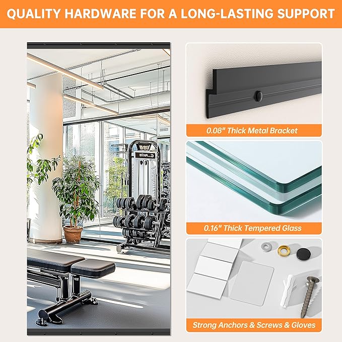 Hasipu 2 Pcs 55''x17'' Home Gym Mirror Large Full Length Wall Mounted Full Body - Image 8