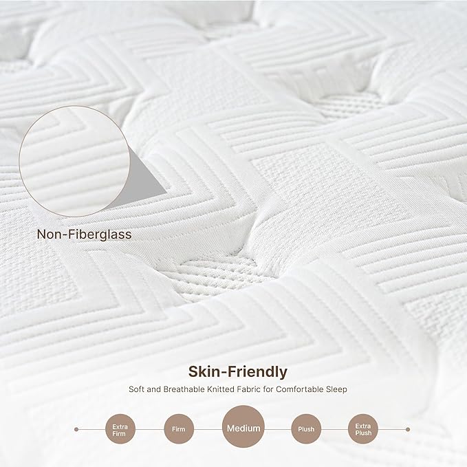 Full Size Mattress, 12 Inch 5-Zone Pocket Spring Hybrid Mattress - Image 4