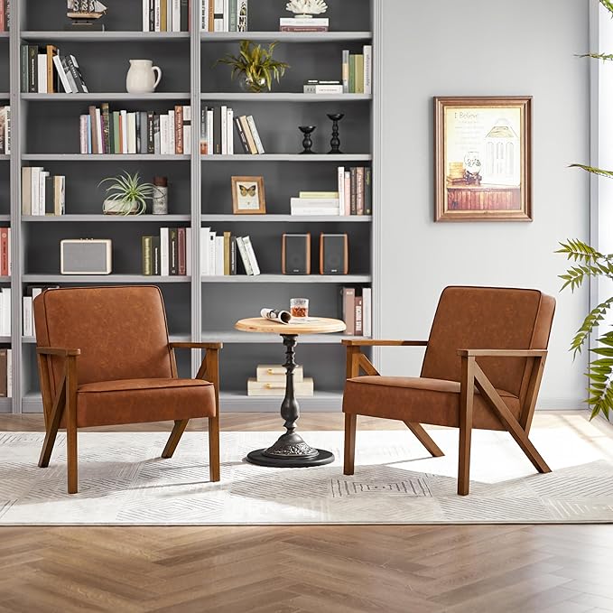 Yaheetech Accent Chair Faux Leather Armchair Lounge Chair - Image 5