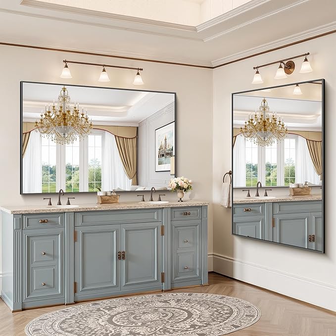 YIROMAN Bathroom Mirror 60"x36", Large Matte Black Bathroom Mirror - Image 2