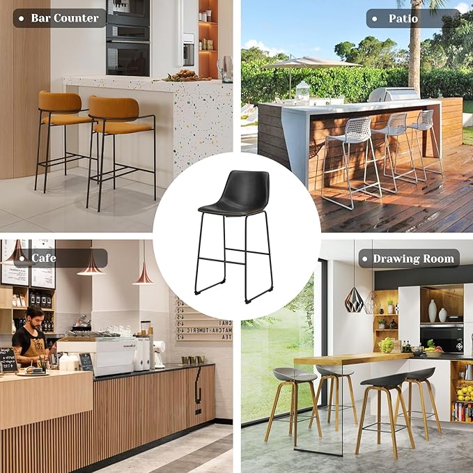 DUMOS 26 Inch Counter Height Bar Stools Set of 2, Modern Faux Leather High - Image 6