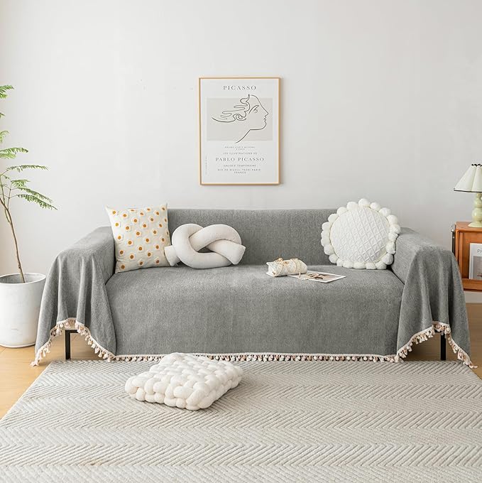 HANDONTIME Dark Grey Slipcover for Sofas by HANDONTIME