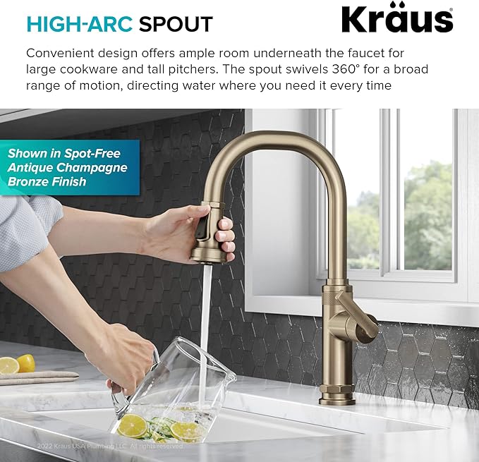KRAUS Allyn Industrial Pull-Down Single Handle Kitchen Faucet in Spot-Free - Image 9