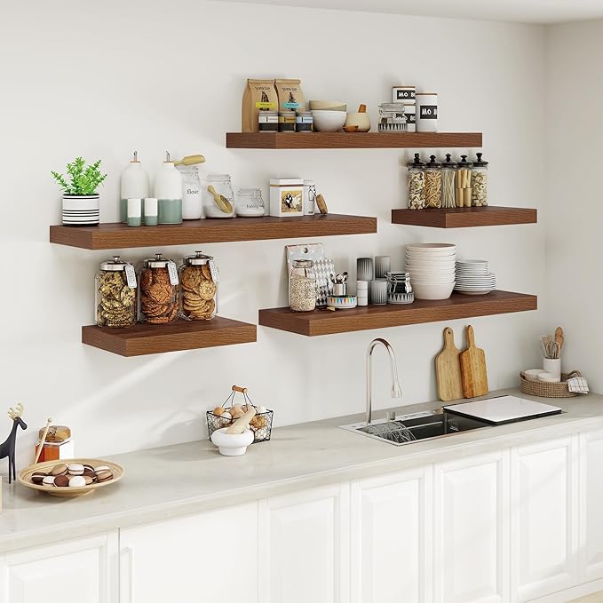 Heimlove Walnut Bathroom Shelves Floating Shelves - Image 7