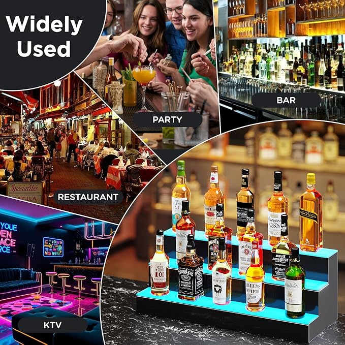 Dethan 2 Tier 48 Inch LED Lighted Liquor Bottle Display Shelf - Image 7