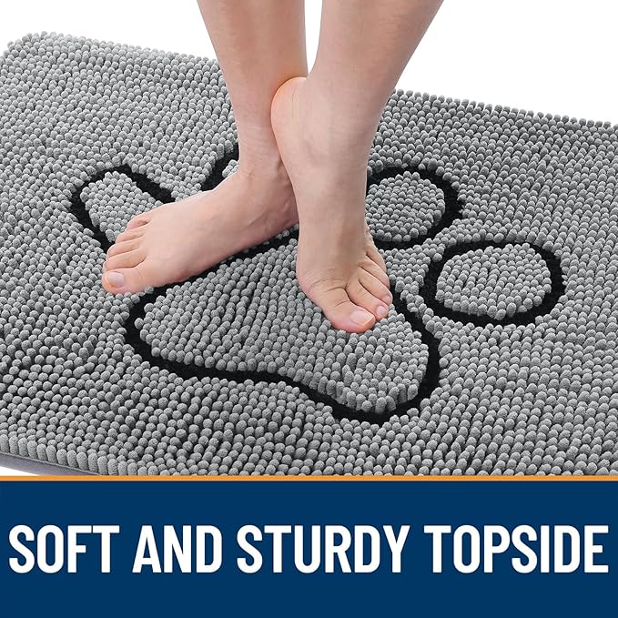 OLANLY Door Mat for Muddy Dog Paws 70x35, Ultra Absorbent Chenille Mud Doormat - Image 4