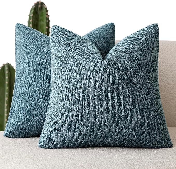 Foindtower Pack of 2 Textured Boucle Throw Pillow Covers Accent Solid by Foindtower