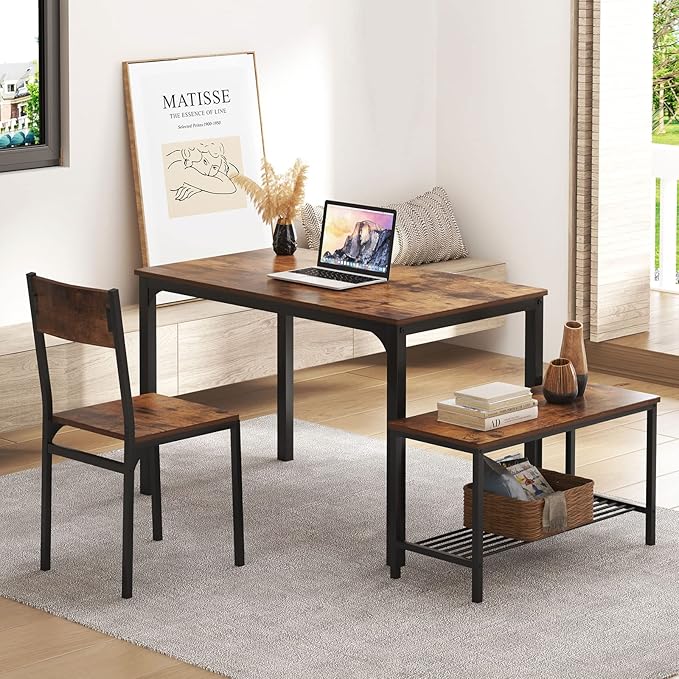 soges 4 Pieces Dining Table Set, 43.3 inch Kitchen Table Set - Image 4