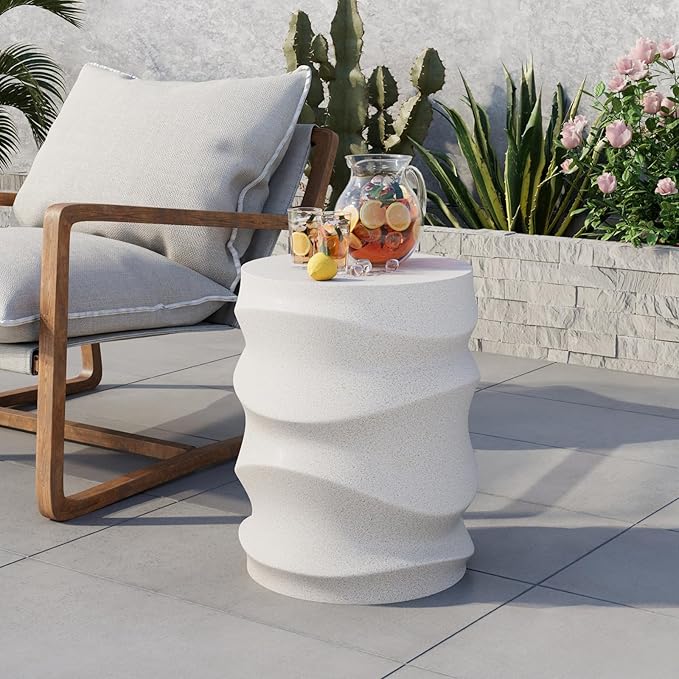 COSIEST Outdoor Side Table, Streamlined Lightweight Accent Table, Decorative - Image 6