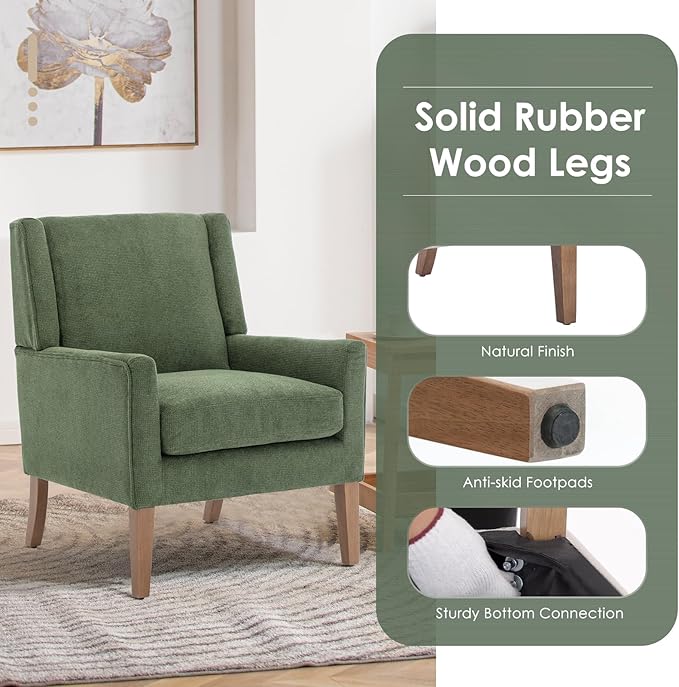 COLAMY Modern Wingback Living Room Chair, Upholstered Fabric Accent Armchair - Image 4