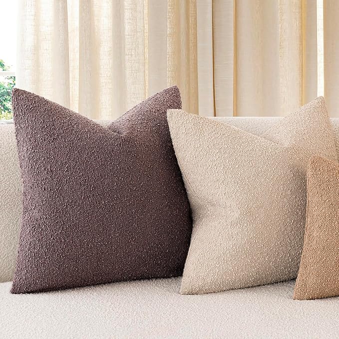 Foindtower Pack of 2 Textured Boucle Throw Pillow Covers Accent Solid Pillow - Image 7