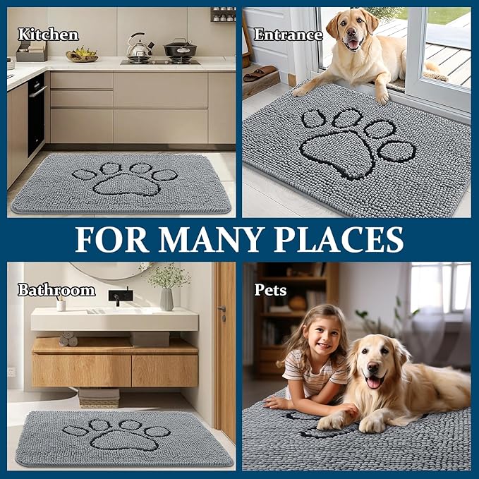 OLANLY Door Mat for Muddy Dog Paws 47x24, Ultra Absorbent Chenille Mud Doormat - Image 8