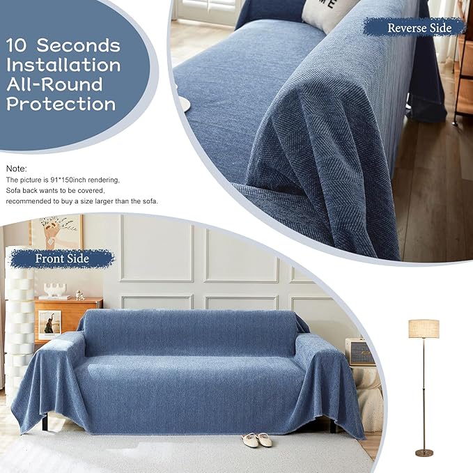 STACYPIK Durable Simple Blue Sofa Cover - Image 3