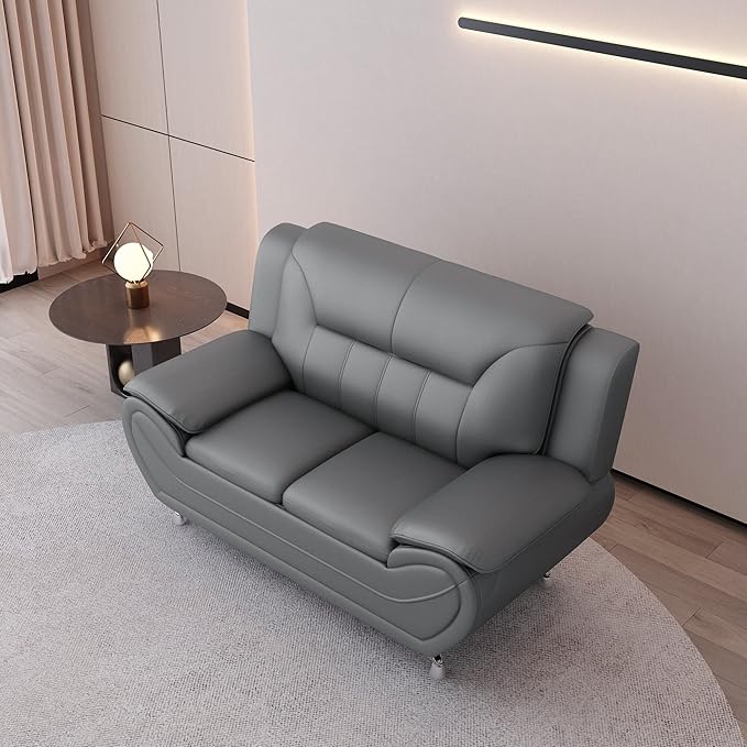 Container Furniture Direct Michael Modern Faux Leather Upholstered Stainless - Image 4