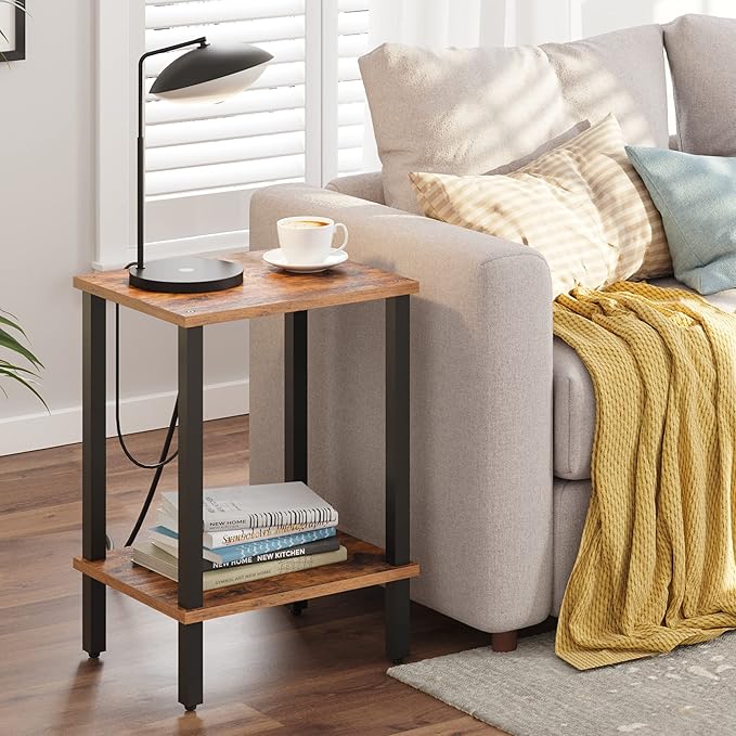 TUTOTAK End Table, Side Table, Nightstand, 2-Tier Storage Shelf, Sofa Table - Image 9