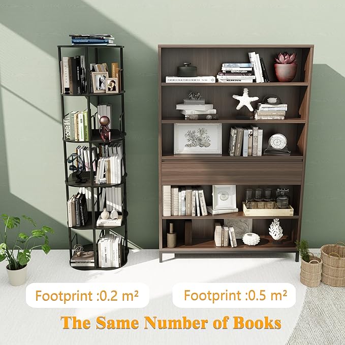 4-Tier Rotating Bookshelf, 360 ° Display Stackable Spinning Bookshelf Tower - Image 5