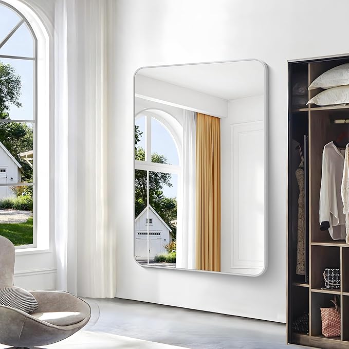 BONEWEI Silver Bathroom Mirror, 60x40 inch Wall Mirror - Image 4