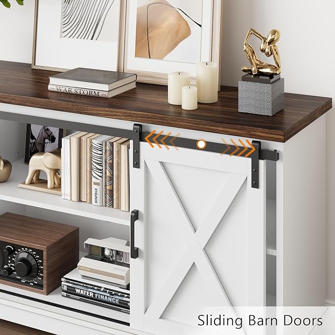 IDEALHOUSE Farmhouse Tv Stand for 65 inch TVs, Entertainment Center - Image 4