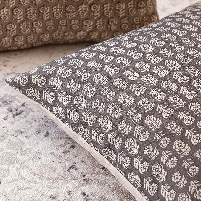 Foindtower Set of 2 Decorative Vintage Floral Print Throw Pillow Covers Neutral - Image 3