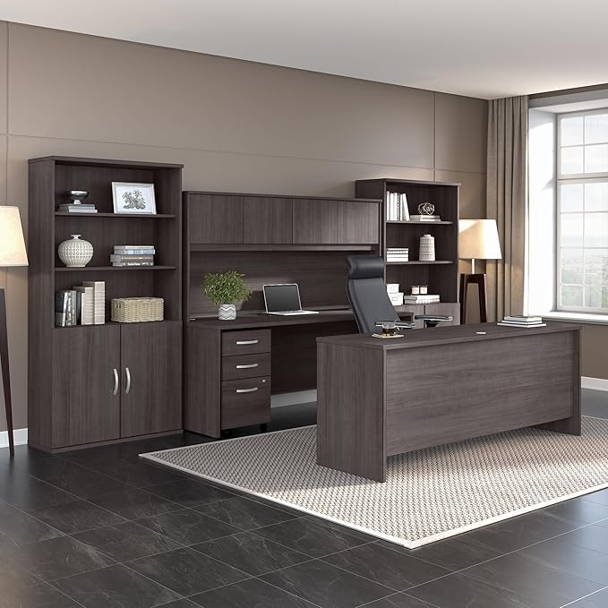 Bush Business Furniture Studio C Tall 5 Shelf Bookcase in Storm Gray, Large - Image 5