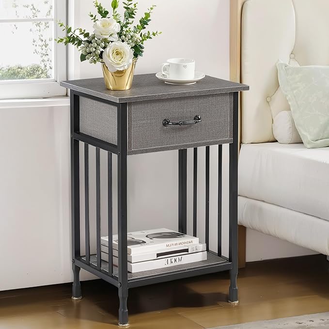 VECELO Nightstands Set of 2, Industrial Side Table/End Tables - Image 7