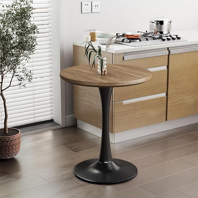 24" Small Tulip Table for 2 Person, Walnut Wood Round Dining Table for Kitchen - Image 5