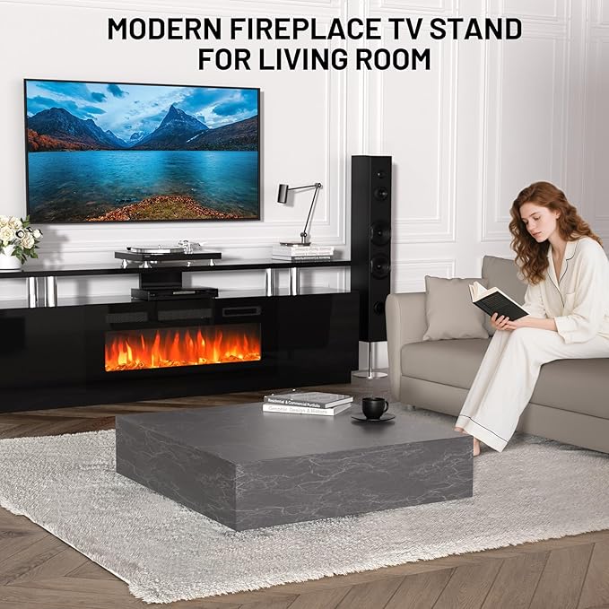 70'' Fireplace TV Stand with 36'' Firplace, Entertainment Center, 2 Tier TV - Image 6