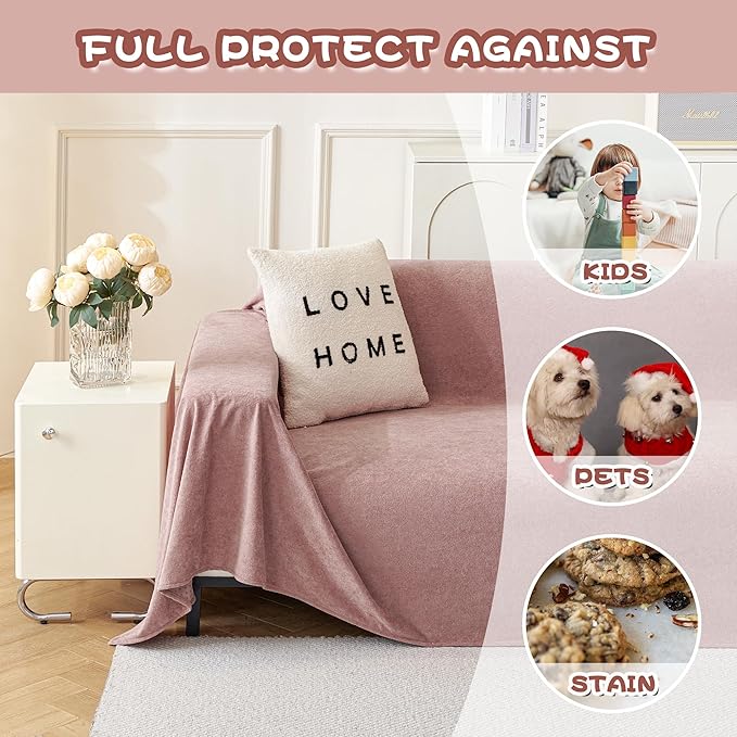 MYSKY HOME Pink Sofa Cover, Couch Covers - Image 3