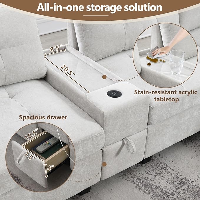 Merax 6 Seater Chenille Sectional Couches - Image 3