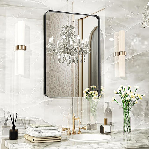 20×28 Black Bathroom Mirror, Rectangular Bathroom Vanity Mirror by FunMemories