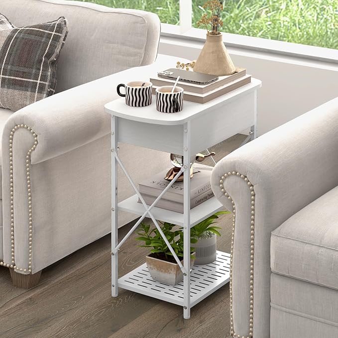 Narrow Side Table with Charging Station, End Table with 3 USB Ports and 2 AC - Image 7