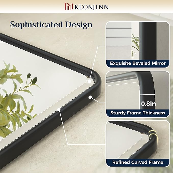 Keonjinn Large Pivot Mirror Bathroom, 40 x 30 Inch Beveled Tilt Mirror Bathroom - Image 3
