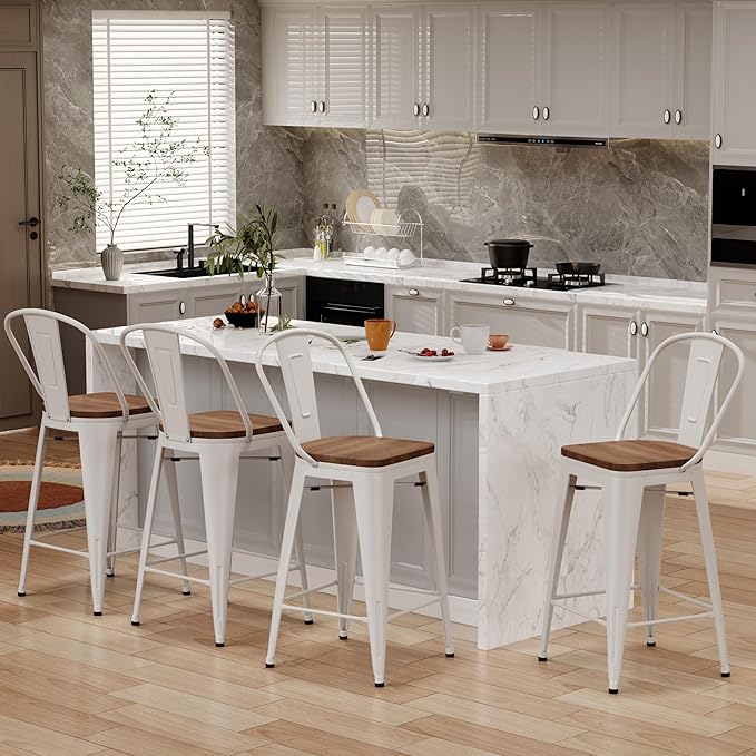 Changjie Furniture 24 Inches Metal Barstools Set of 4 Counter Height Bar Stools by ALISH
