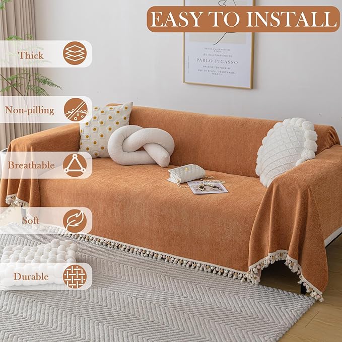 HANDONTIME Dark Orange Sofa Covers - Image 3