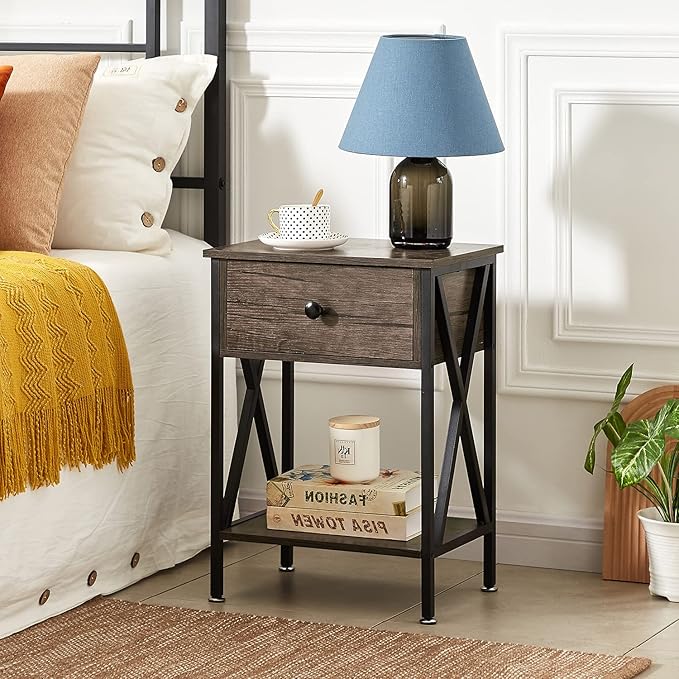 VECELO Nightstands Set of 2, Modern Bedside End Tables, Night Stands - Image 2
