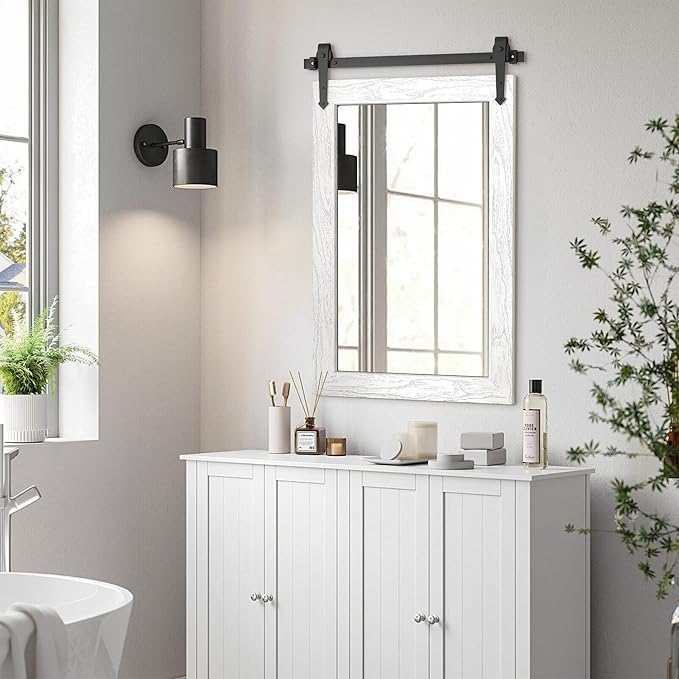 Farmhouse Bathroom Mirror for Over Sink 22”*32”, Barn Door Mirror, Rustic Wall - Image 6